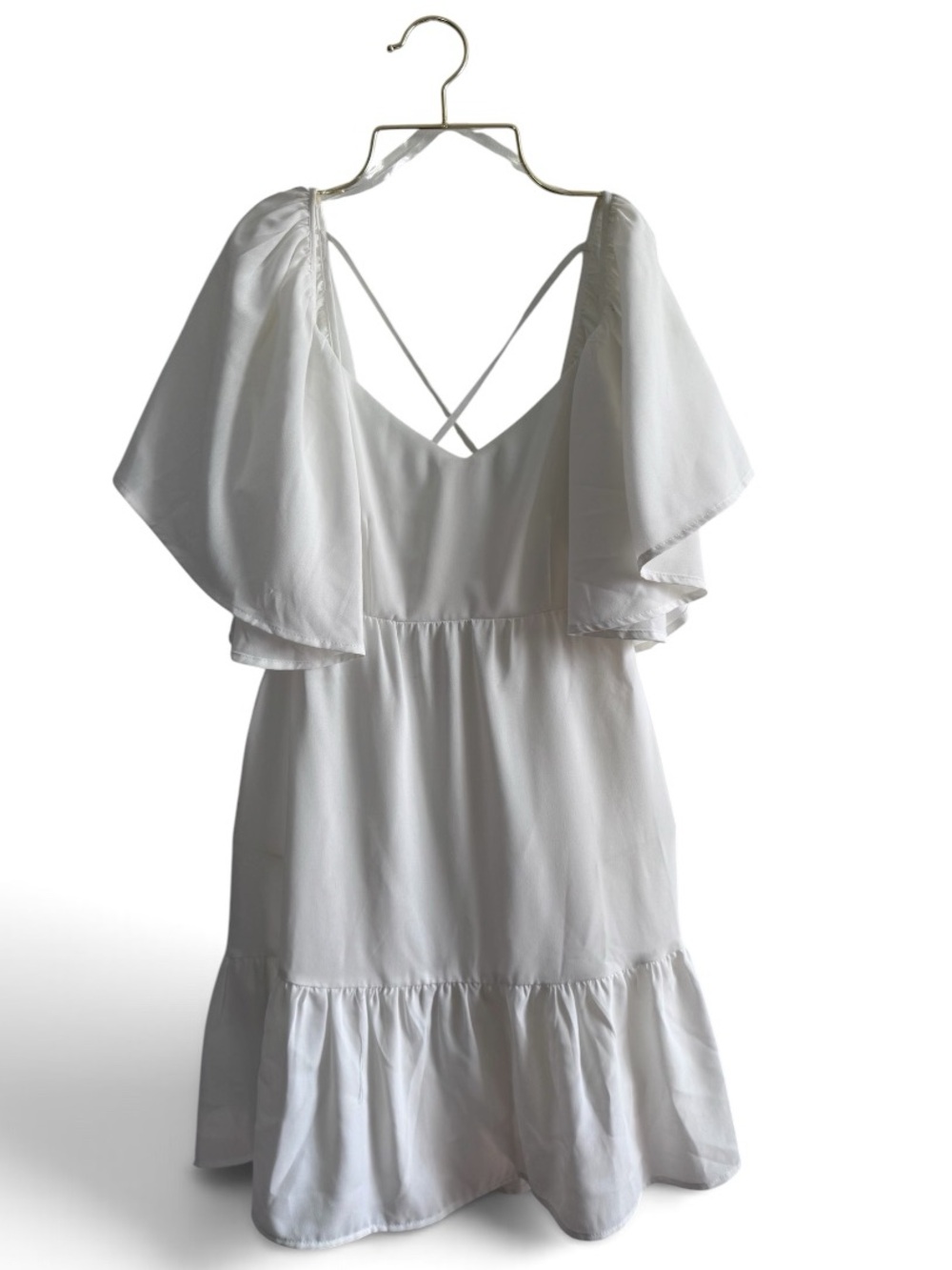 HYFVE White Flutter Back-Strap Mini Dress
